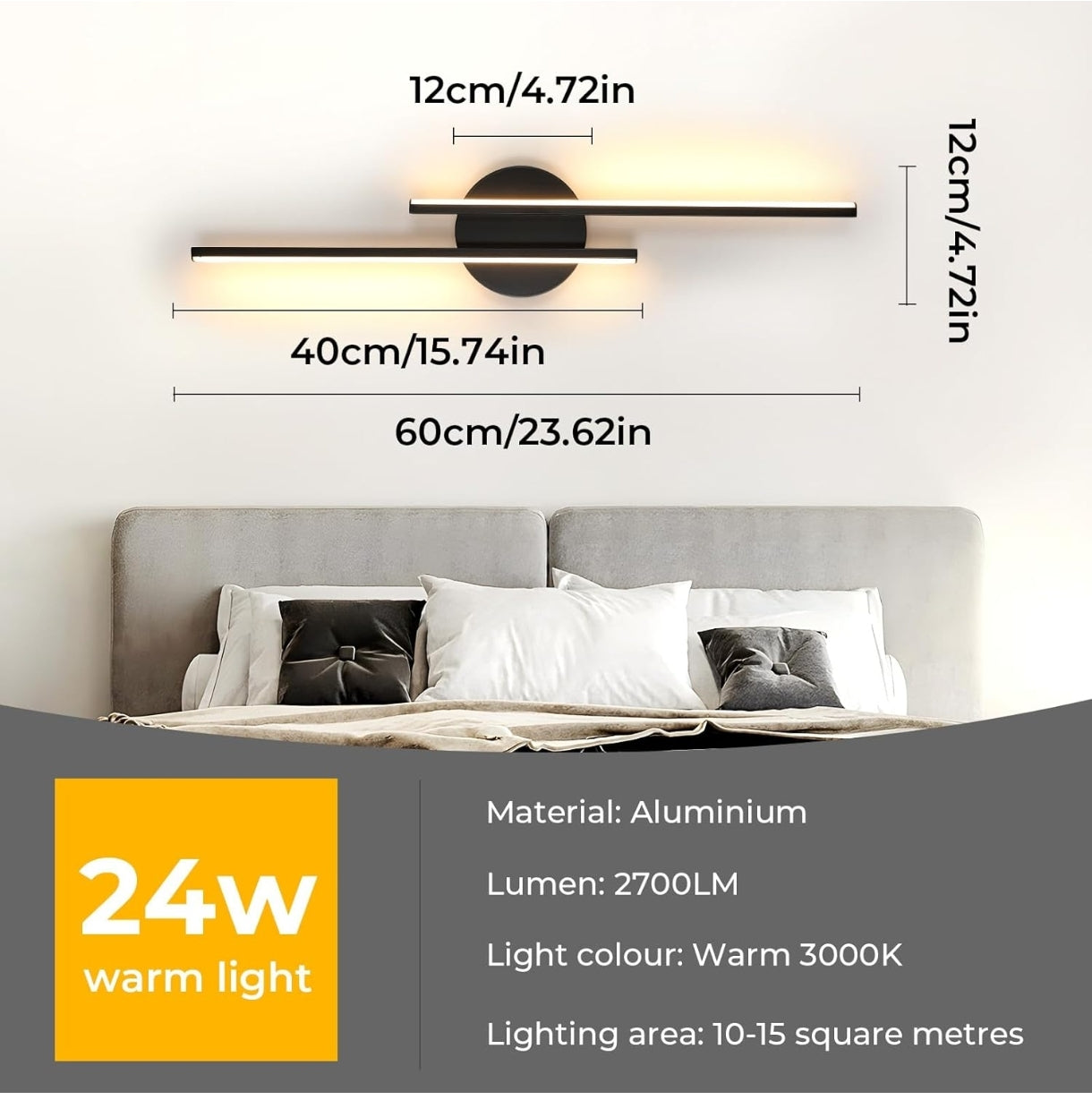 💡 Moderne LED-Wandleuchte 24W - Warmweiß 3000K