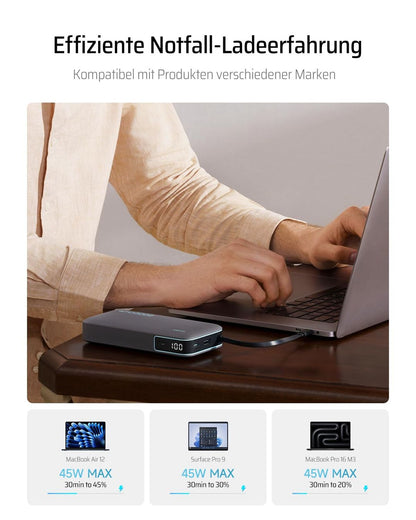 Prenosna polnilna baterija (powerbank) 20000 mAh – 45 W, vgrajen kabel USB-C