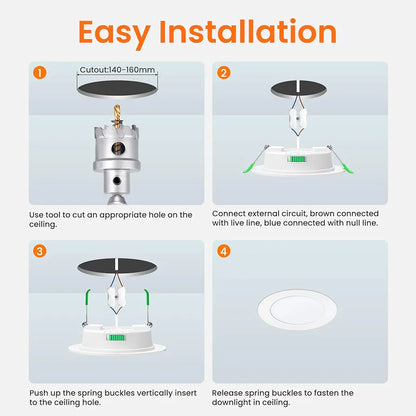 💡 6x Alusso LED recessed light 15W (175mm) – white