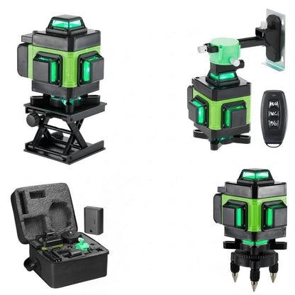 Gradbeni laser 4x360°, zeleni žarek, 16-linijski  + 2x baterija 2400mah, garancija