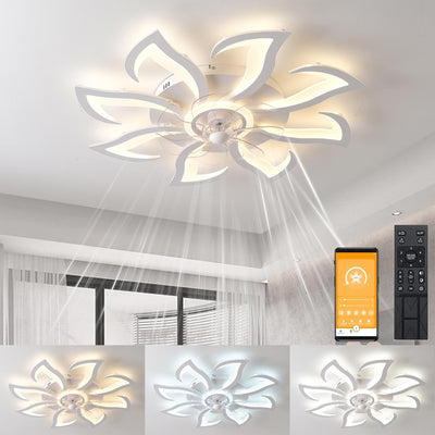 LED stropna svetilka z ventilatorjem – 80 cm, cvetni dizajn, daljinsko upravljanje, aplikacija