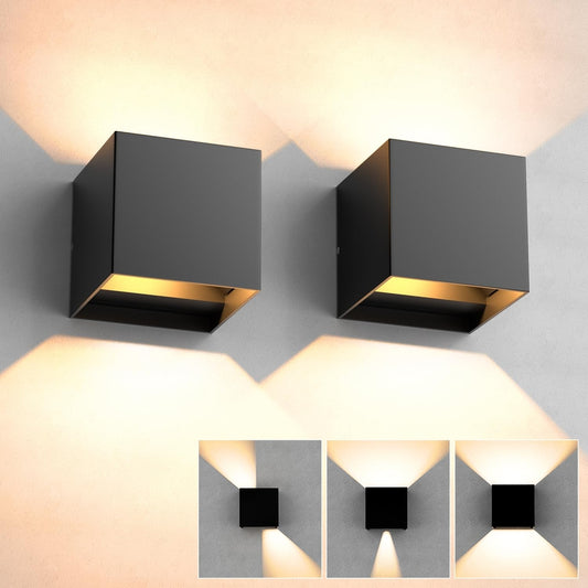 💡 Set of 2x LED wall lamp 12W - adjustable beam angle, 3000K, IP65, aluminum, black