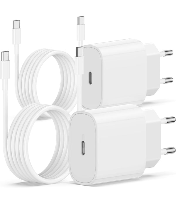 2kom 20W USB-C hitri polnilec + 60W USB-C na USB-C kabel (2pack) - naklikaj.si