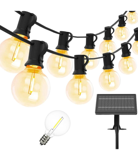 💡 Yuucio solarne verižne luči 15 m – 25+1 LED G40 žarnice, toplo bela 2700K