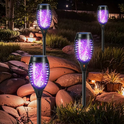 🔥 Solar torches with real flame effect PURPLE - set of 6 pieces