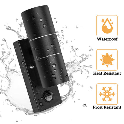 💡 LED outdoor wall lamp with motion sensor, 6000K, 2x5W - black