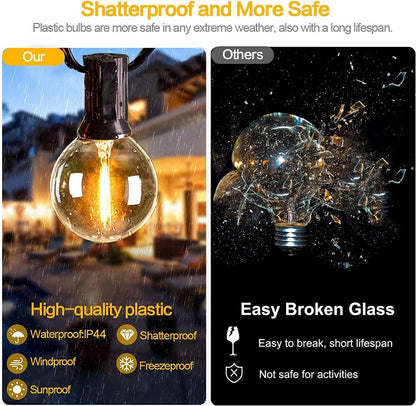 💡 Yuucio outdoor string lights 2x15 m - dimmable, with 2x remote control (52 LED G40)