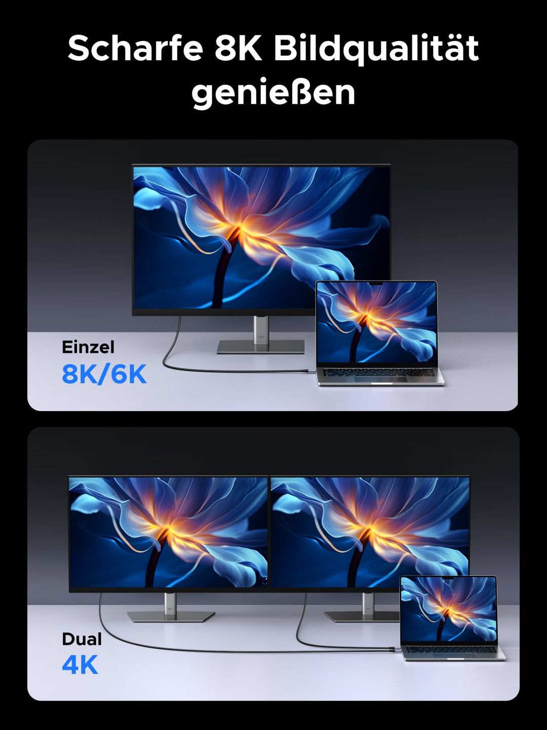 UGREEN USB C kabel, 40 Gbps USB4 kabel, 240W polnilni kabel