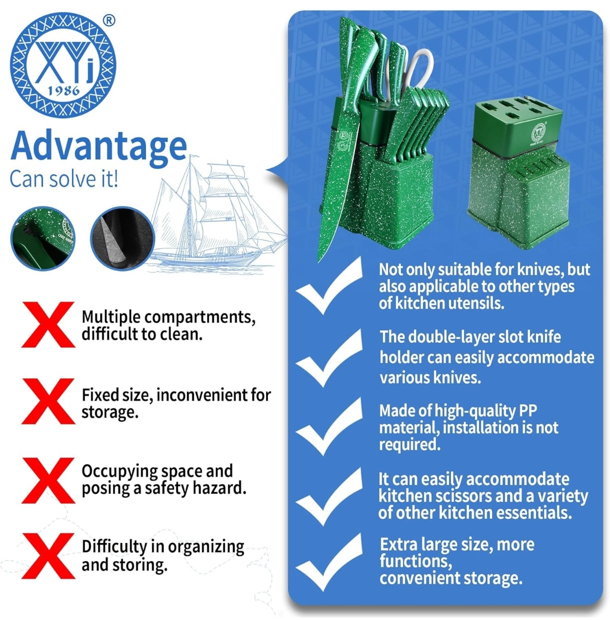 Set nožev XYJ - 13v1 z stojalom