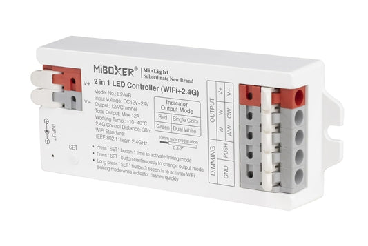 ⚡ MiBoxer E2-WR – 2 v 1 LED kontroler (WiFi + 2.4GHz)