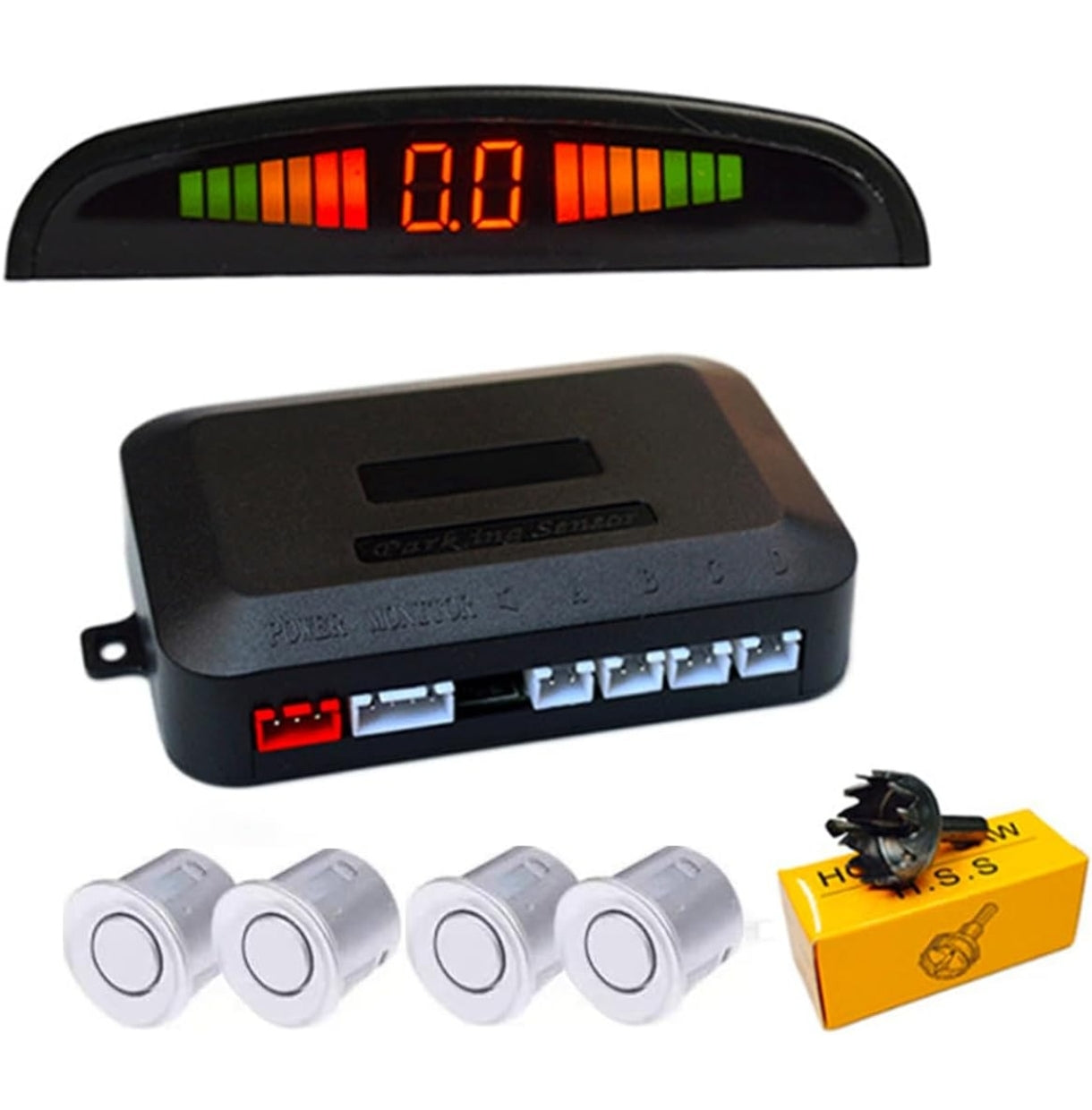 4x univerzalni parkirni senzorji z LED zaslonom - srebrni - naklikaj.si