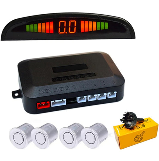 4x univerzalni parkirni senzorji z LED zaslonom - srebrni - naklikaj.si
