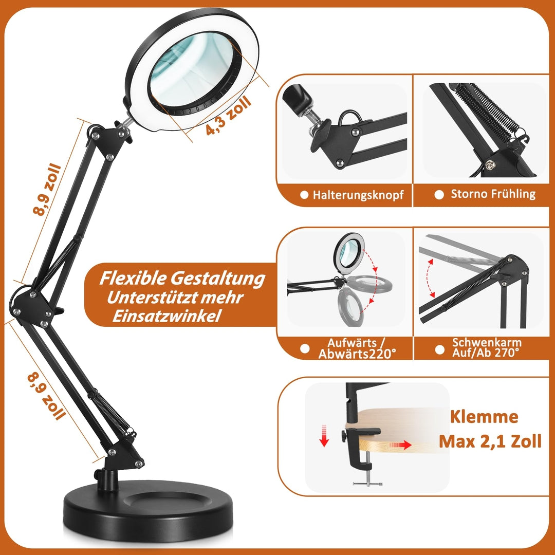 Veemagni 10× lupa z LED lučko – namizna ali sponkasta izvedba