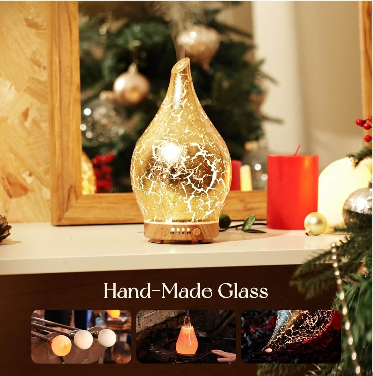 PORSEME 3D Aroma Difuzor 150 ml – stekleni ultrazvočni difuzor z LED osvetlitvijo