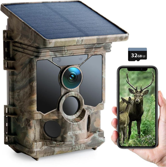 Solarna lovska kamera CEYOMUR 46MP, 4K UHD, 4400mah baterija WiFi, Bluetooth, SLO meni - naklikaj.si