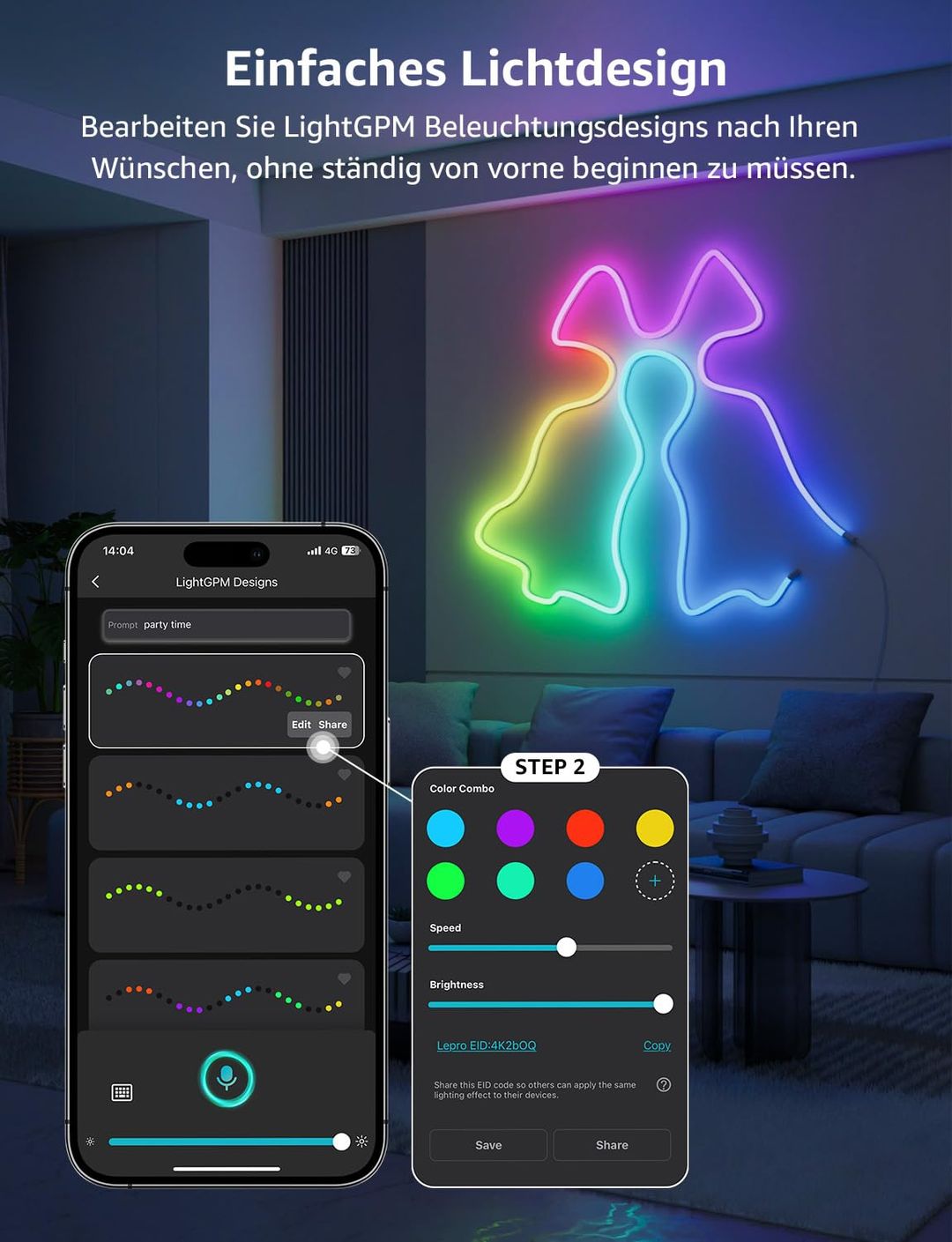 LEPRO N1 neon LED trak, WiFi, Alexa, Google Assistant -3m - naklikaj.si