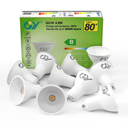 GU10 LED žarnica, 4,9W, topla bela (3000K), 10 kosov