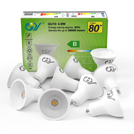 GU10 LED žarnica, 4,9W, topla bela (3000K), 10 kosov