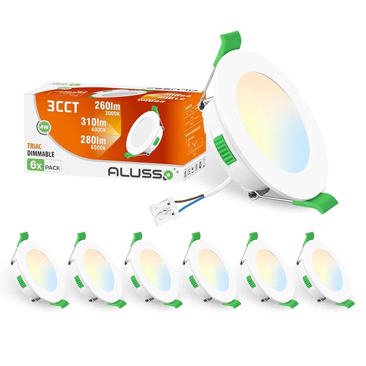 💡6x Alusso LED recessed light 4W (78mm) – white/black/nickel