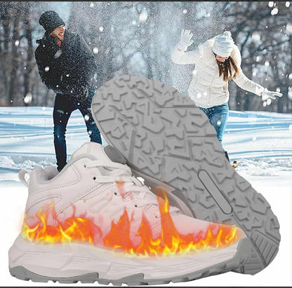 JINPURGON ogrevani zimski pohodni čevlji – vgrajena baterija, polnjenje USB - črni & beli