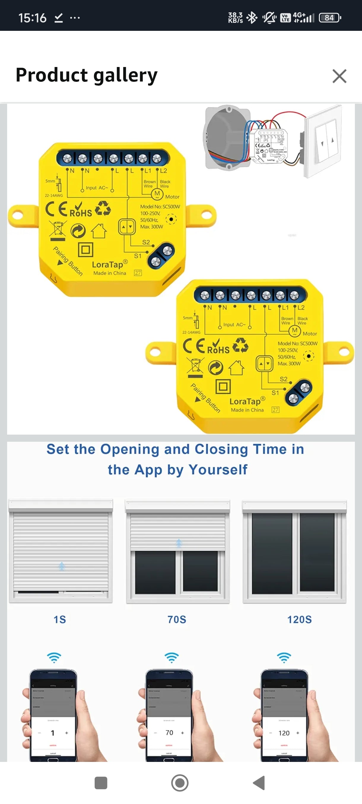 2x LoraTap WiFi pametni modul za rolete V2N2 – upravljanje rolet prek aplikacije, stikala ali glasu