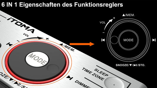 iTOMA Bluetooth budilka z radiem in nočno LED osvetlitvijo