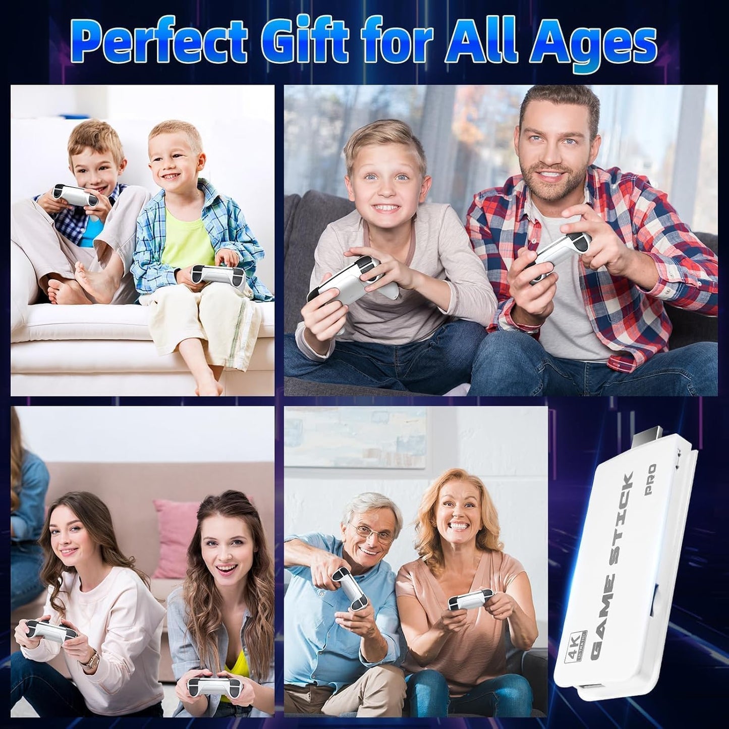 NOBES 2025 Retro igralna konzola Game Stick Pro (21.000+ iger, 23 emulatorjev, 4K HDMI)