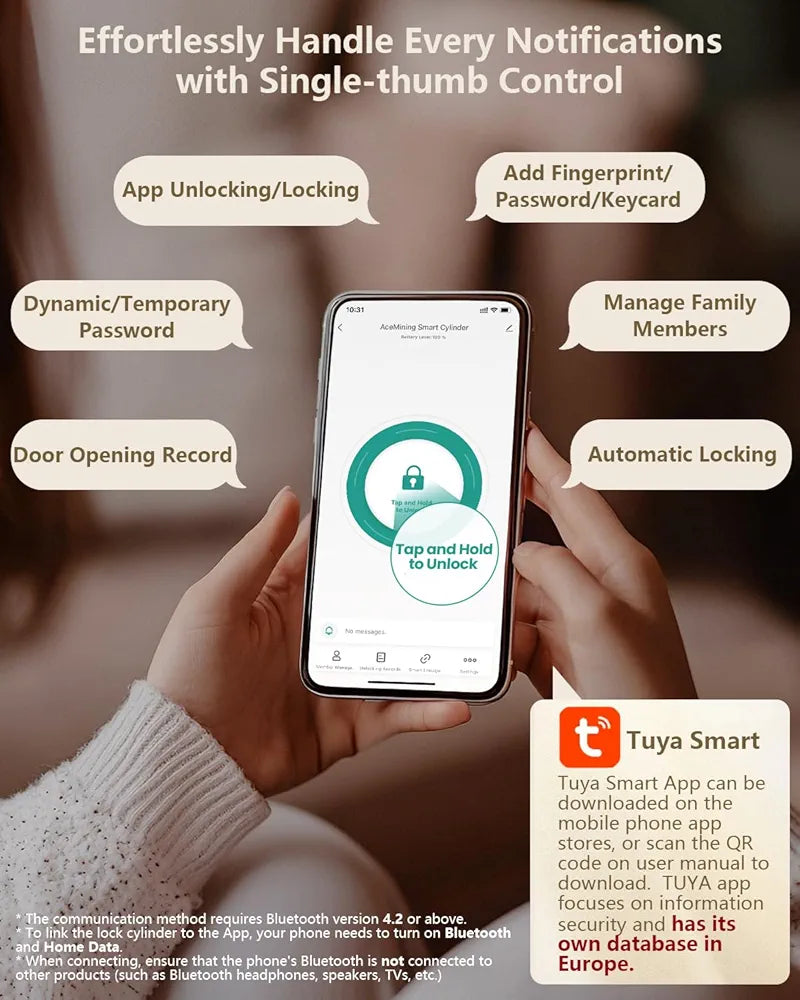 AceMining Smart Cylinder smart lock – fingerprint / PIN / card / app