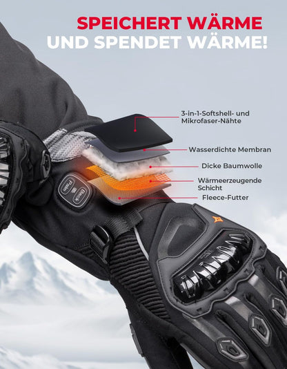 Grelne motoristične rokavice KEMIMOTO, baterija 2x 3000mah - velikost M