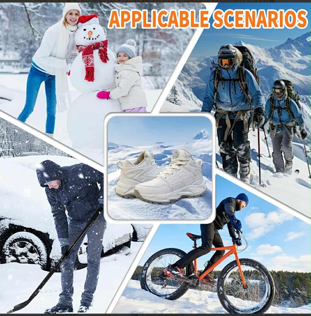 JINPURGON ogrevani zimski pohodni čevlji – vgrajena baterija, polnjenje USB - črni & beli