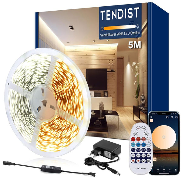 Pametni LED trak TENDIST 5m, z daljincem, aplikacija, (3000K-6500K) - naklikaj.si