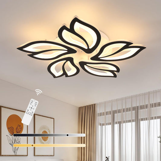 💡 LED stropna svetilka 45W črna – moderna oblika listov