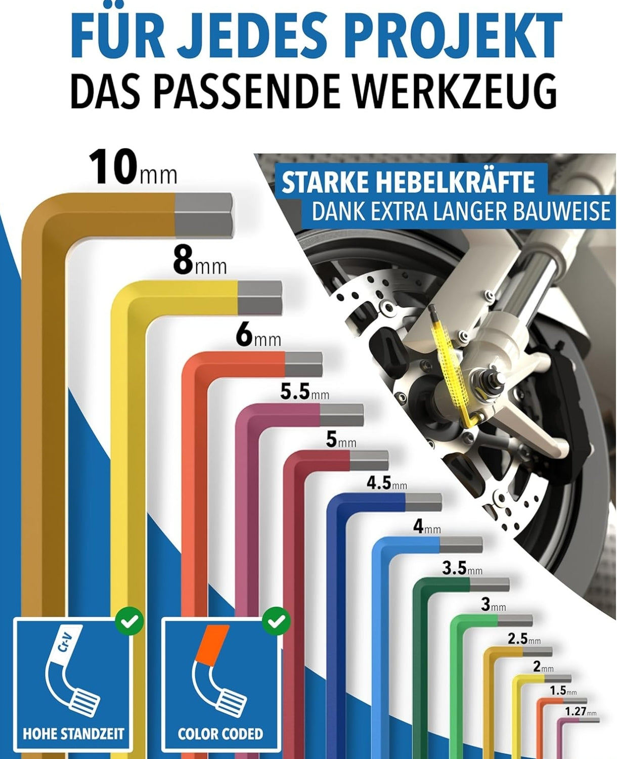 Komplet imbus ključev STONE REEF – 13 delni barvni set (1,27–10 mm)
