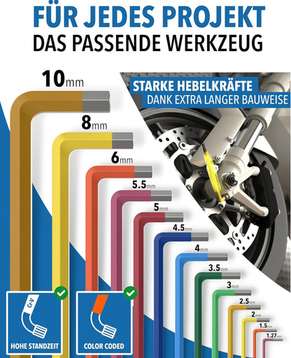 Komplet imbus ključev STONE REEF – 13 delni barvni set (1,27–10 mm)