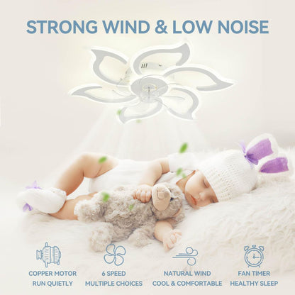 Stropni ventilator z lučjo Flower Design 80W, Wifi, daljinec - 88 cm