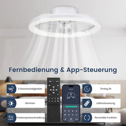 Stropna LED luč z ventilatorjem in daljincem, Wi-Fi, 48W