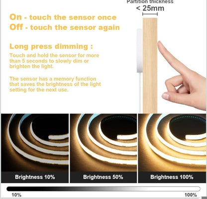 COB LED trak komplet z indukcijskim senzorjem – 6×1 m, topla bela (USB 5 V)