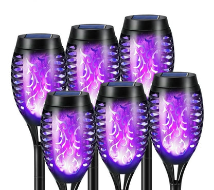 🔥 Solar torches with real flame effect PURPLE - set of 6 pieces