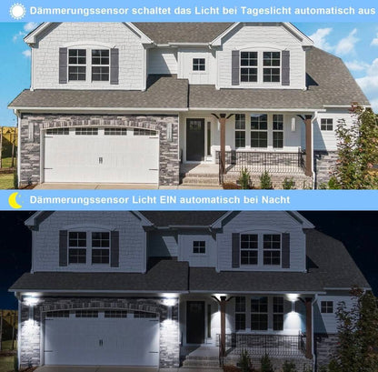 Outdoor LED wall light with built-in dusk sensor (automatic on/off), GU10