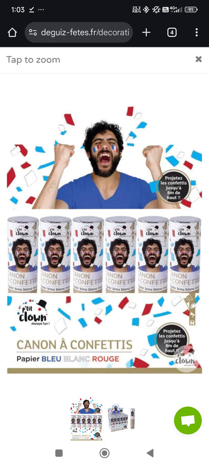 P’tit Clown konfeti top – papirnati ročni izstreljevalnik