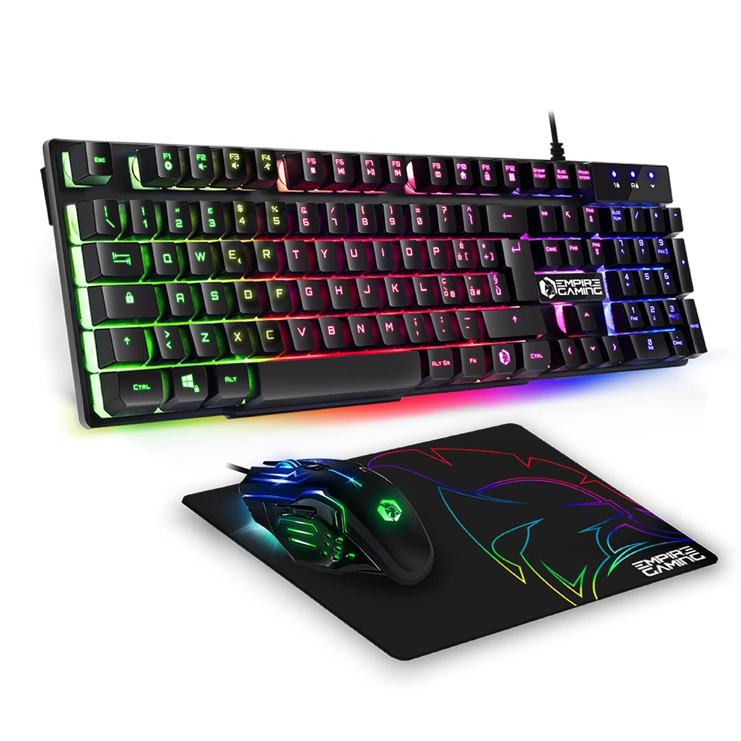 EMPIRE GAMING MK800 3-v-1 gaming komplet – RGB tipkovnica, miška in podloga