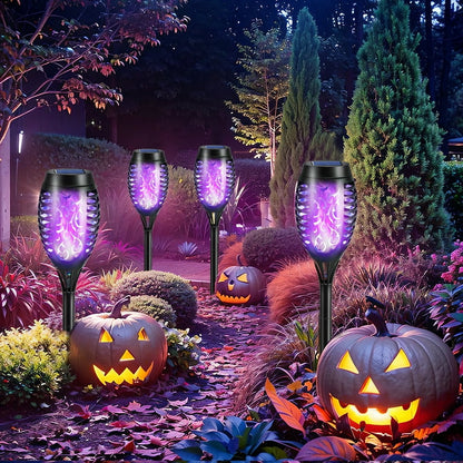 🔥 Solar torches with real flame effect PURPLE - set of 6 pieces