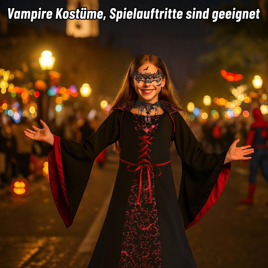 Vampirski kostum za dekleta - komplet z obleko in dodatki, velikost 130 - naklikaj.si