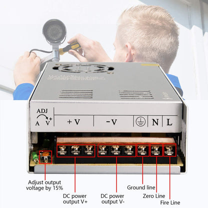 REDREX 24V 15A napajalnik – 360W, z ventilatorjem, kovinsko ohišje