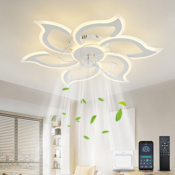 Stropni ventilator z lučjo Flower Design 80W, Wifi, daljinec - 88 cm