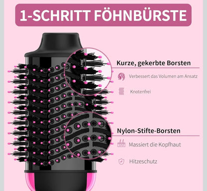 💨 Sawop 4in1 hair dryer brush – black/pink, 1000W