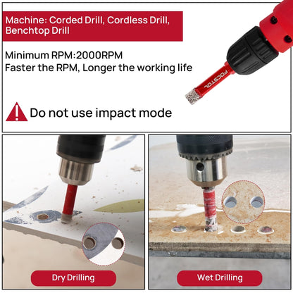 FOCSTOL komplet 6/6/8/10/12 mm – diamantni svedri za keramiko, porcelan, marmor in granit (5-delni)