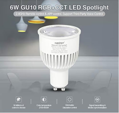 6x MiBoxer GU10 6W RGB + CCT LED reflektor – pametna barvna sijalka (daljinec ni priložen)
