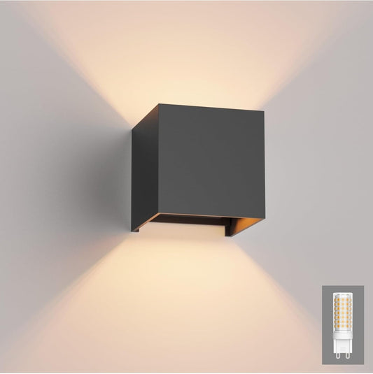 💡KLIGHTEN zunanja LED stenska svetilka 9W(G9) s senzorjem gibanja – antracit, nastavljiv kot snopa, IP65, 3000K, aluminij