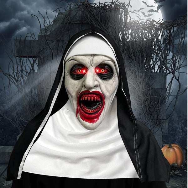 Strašljiva maska nune z osvetljenimi očmi ter zvokom